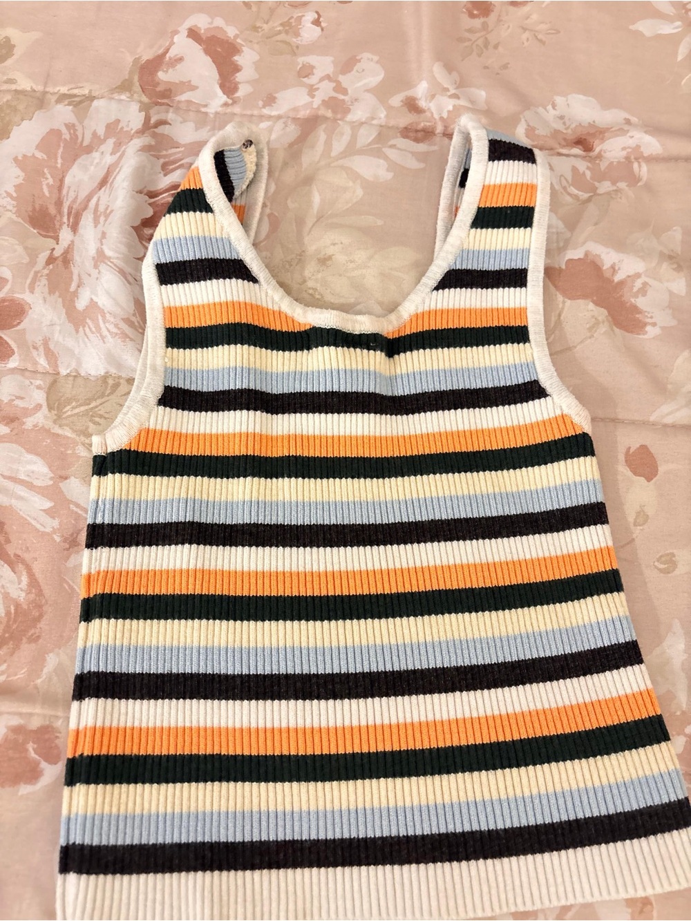 Cotton Emporium Multicolor Striped Ribbed Tank